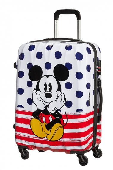 American Tourister Disney Legends 4-hjul 65cm - Mellomstor Mickey Blue Dots