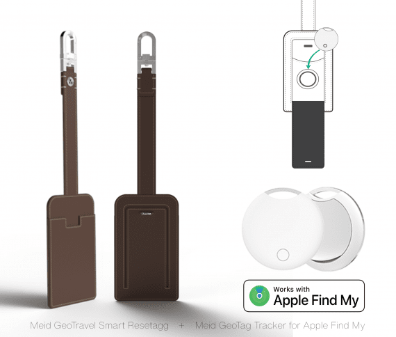 Meid GeoTravel Luggage Tag + GeoTag - Dark Brown Silver