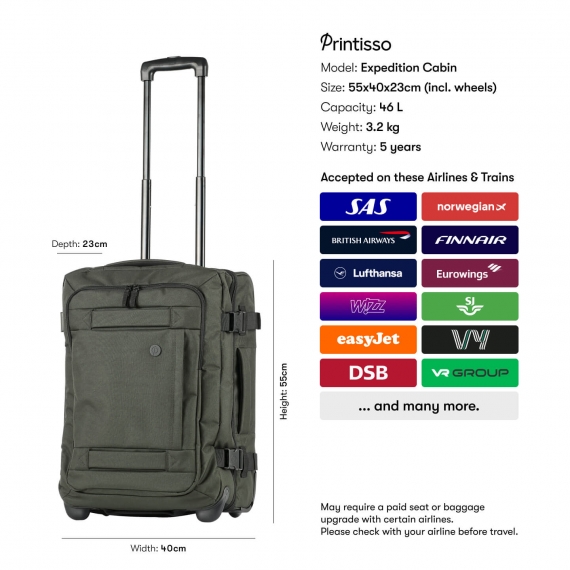 Kabinkoffert/Ryggsekk Printisso Expedition - Forest Green